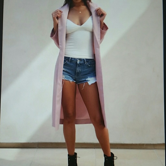 Jackets & Blazers - Pink satin long blazer coat